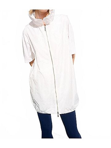 Joseph Ribkoff Shirred Collar Zip Up Cocoon Vest in Vanilla (view 2)