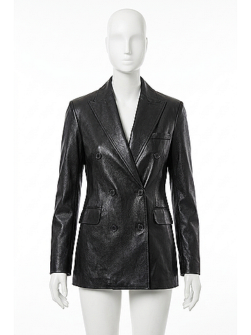 Commando Faux Leather Double - Breasted Blazer Flt200 in Black (view 1)
