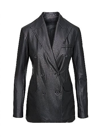 Commando Faux Leather Double - Breasted Blazer Flt200 in Black (view 2)