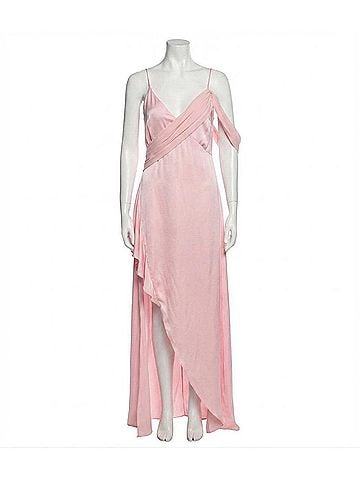 For Love & Lemons Draped Plunge Neck Asymmetric James Maxi Dress in Pink (view 1)