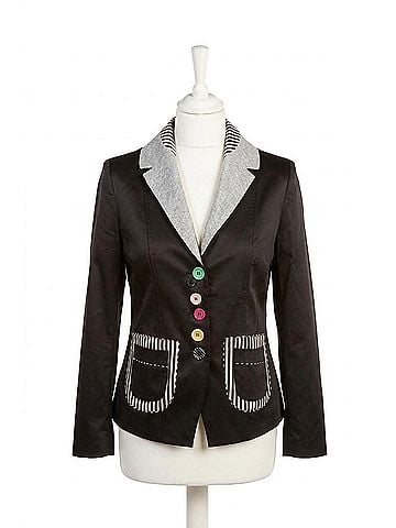 Angel Mixed Media Button Blazer in Black/Gray (view 1)