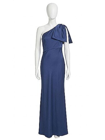 Sachin + Babi Aubrey Satin One-Shoulder Gown in Washed Indigo (view 1)