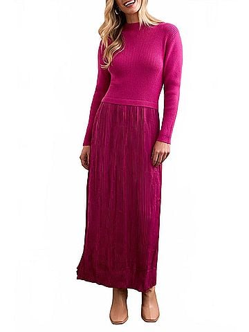 Tribal Twofer Maxi Dress With Lining in Pink Flambe (view 2)