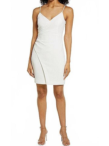 Black Halo Esthero Crepe Bodycon Dress in White (view 2)
