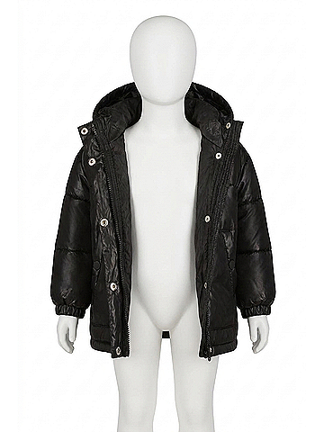 London Fog Girls Zip-Front Heavy Weight Puffer Jacket in Black (view 1)