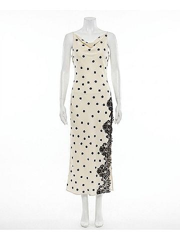 En Saison Abigail Polka Dot Maxi Slip Dress in White (view 1)