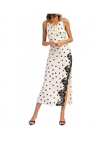 En Saison Abigail Polka Dot Maxi Slip Dress in White (view 2)