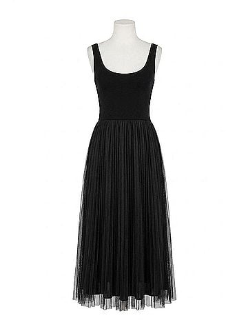 Elan Mixed Media Tulle Maxi Dress in Black (view 1)