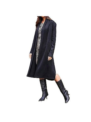 Karen Kane Faux Leather Patch Duster in Black (view 2)