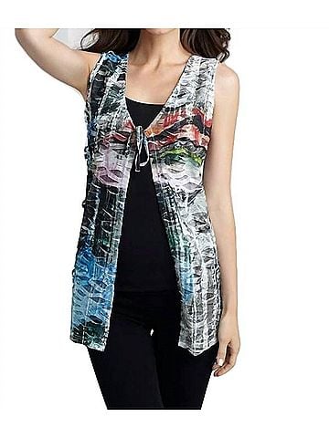 Angel Daybreak Long Vest in White Multi (view 2)
