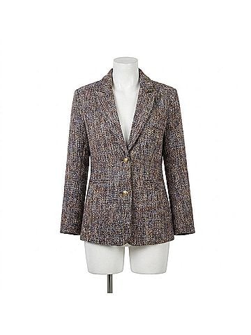 Sugarlips Serah Margaret Tweed Oversized Blazer in Brown (view 1)