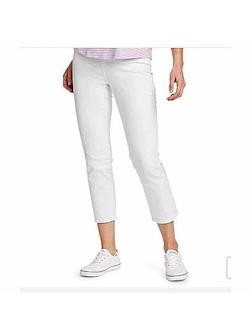 Eddie Bauer Authentic Voyager Crop High Rise Jeans in White (view 2)