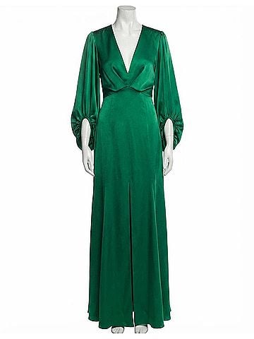 Sachin + Babi Jenny Satin Crepe Gown in Emerald Green (view 1)