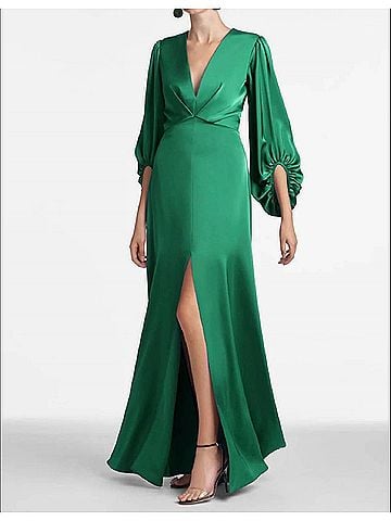 Sachin + Babi Jenny Satin Crepe Gown in Emerald Green (view 2)