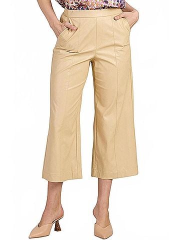 Tyler Boe Payton Pleather Crop Pant in Flax (view 2)