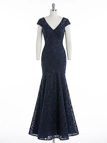 Colors Dress Metallic Mermaid Gown in Navy (view 1)