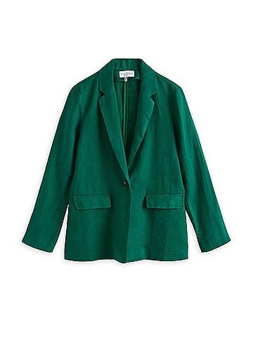 Michael Stars Women's Lottie Linen Blazer in Ivy (view 1)