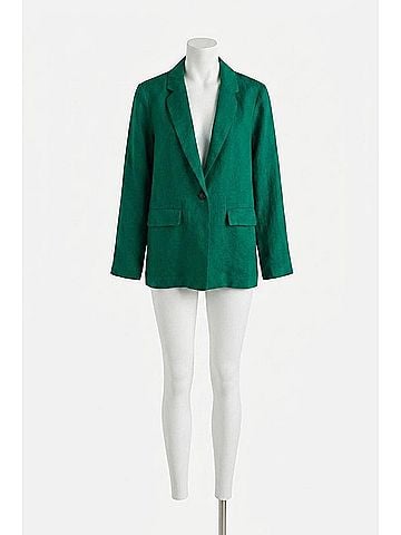 Michael Stars Women's Lottie Linen Blazer in Ivy (view 2)