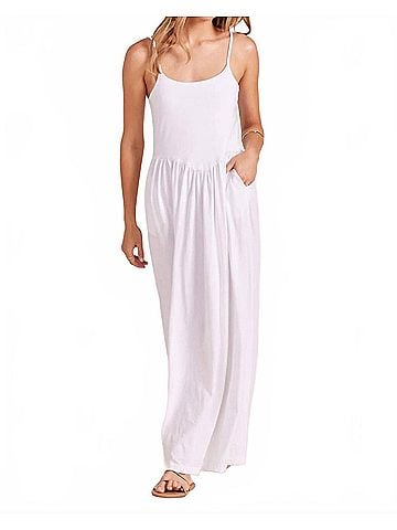 Bobi Drop Waist Dress in White (view 2)