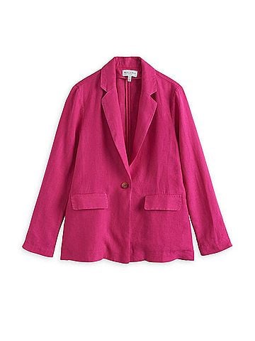 Michael Stars Women's Lottie Linen Blazer in Dark Voltage (view 1)