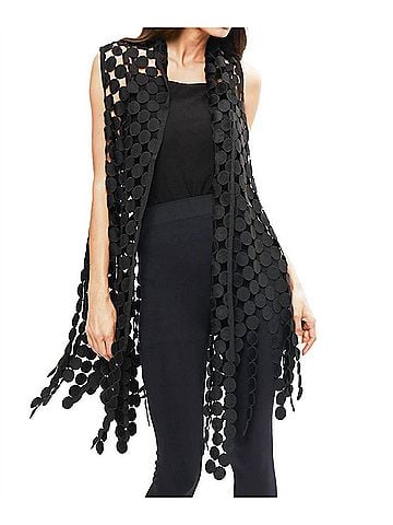 Adore Circle Open Vest in Black (view 2)