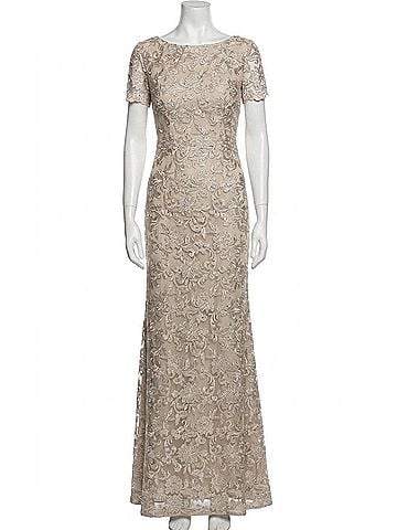 La Femme Lace Evening Dress in Champagne (view 1)