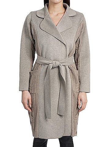 Love Token Callie Long Sleeve Sweater Coat in Taupe (view 2)