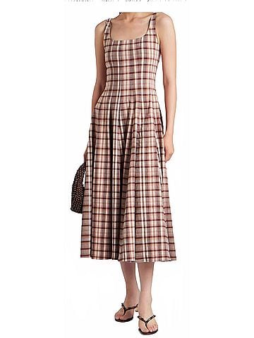 STAUD Wells Dress in Tuscany Plaid (view 2)