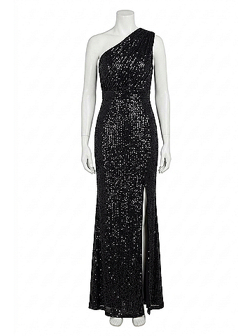 Vince Camuto Sequined One-Shoulder Gown in Black (view 1)