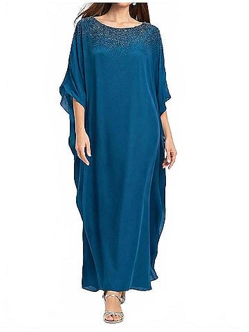 Sachin + Babi Arna Kaftan Beaded Gown in Teal (view 2)