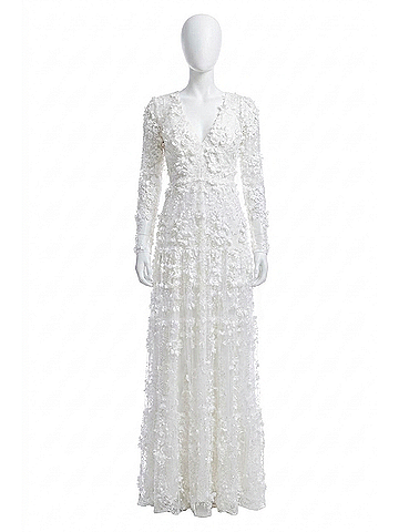 Dress the Population Angelina 3d Floral Gown in White (view 1)