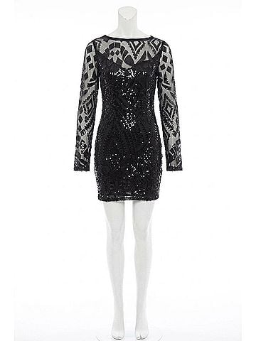 EMMA Long Sleeve Mini Dress in Black (view 1)