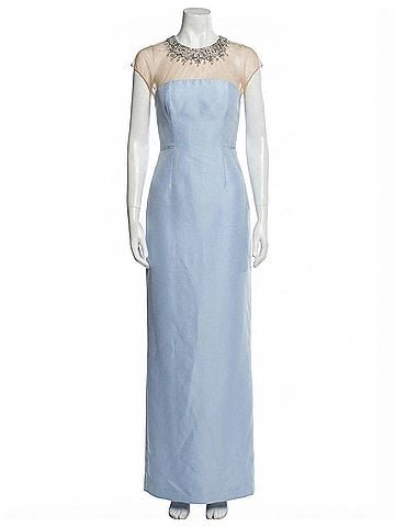 Sachin + Babi Irina Beaded Illusion Neck Gown in Glacial Blue (view 1)