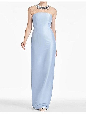 Sachin + Babi Irina Beaded Illusion Neck Gown in Glacial Blue (view 2)