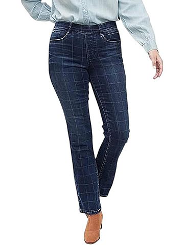 FDJ Boot Cut Check Pull On Jean in Indigo (view 2)
