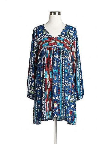 Velzera Geometric V-Neck Mini Dress in Multi (view 1)