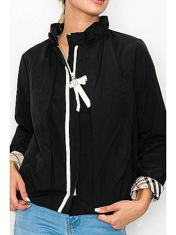 Joh Jessica Jacket With Plaid Lining in Black (view 2)