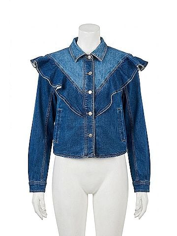 Tribal Fancy Jean Jacket in Blue (view 1)