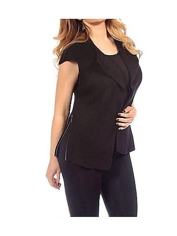 Angel Ribbed Vest in Black (view 2)