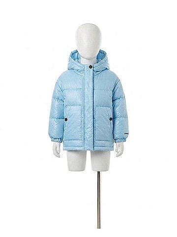 London Fog Girls Zip-Front Heavy Weight Puffer Jacket in Light Blue (view 1)