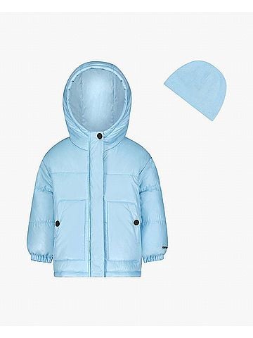 London Fog Girls Zip-Front Heavy Weight Puffer Jacket in Light Blue (view 2)