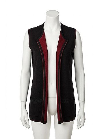 Angel Back Embroidery Zip-Up Vest in Black/Red (view 1)