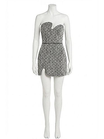 Amanda Uprichard Puzzle Strapless Dress in Black/White (view 1)
