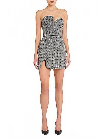Amanda Uprichard Puzzle Strapless Dress in Black/White (view 2)