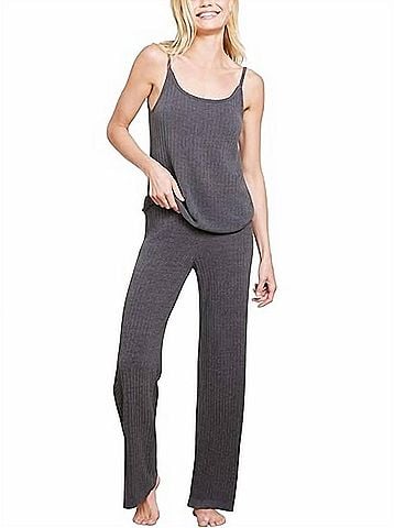 Barefoot Dreams Ribbed Lounge Pant in Carbon (view 2)