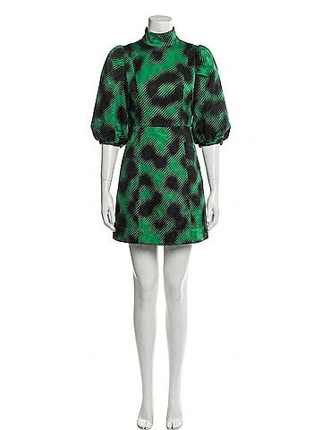Essentiel Antwerp Elixir Puff Sleeve Mini Dress in Green Key (view 1)