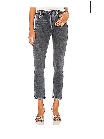 Citizens of Humanity Charlotte High Rise Straight Trousers in Whisper (view 2)