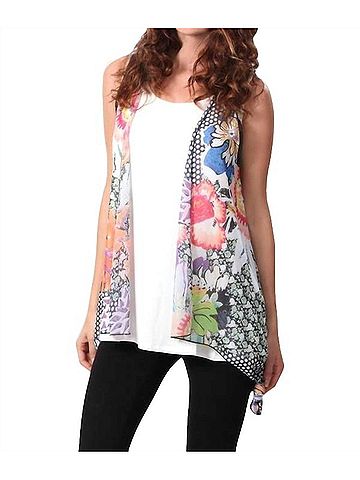 Angel City Garden Waterfall Vest in Cream Multi (view 2)