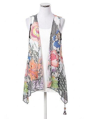 Angel City Garden Waterfall Vest in Cream Multi (view 1)