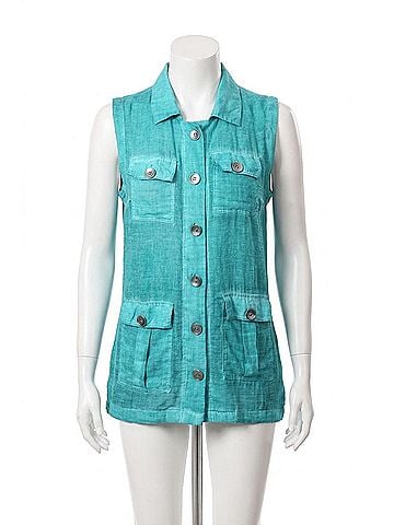Angel Oil Wash Cargo Pocket Vest in Teal (view 1)